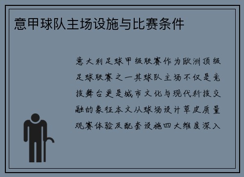 意甲球队主场设施与比赛条件